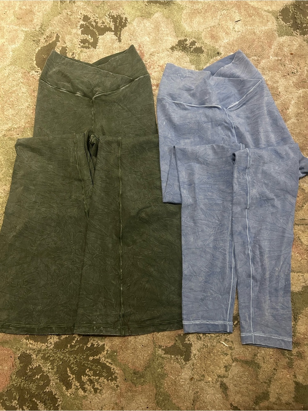 Aerie Olive Green and Light Blue Stretch Leggings Duo